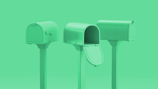 green image with three green mailboxes