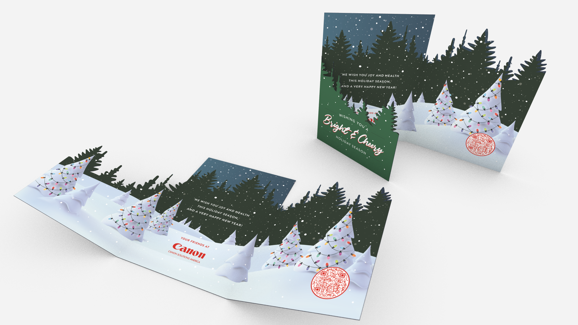 Holiday card with die cut Christmas trees