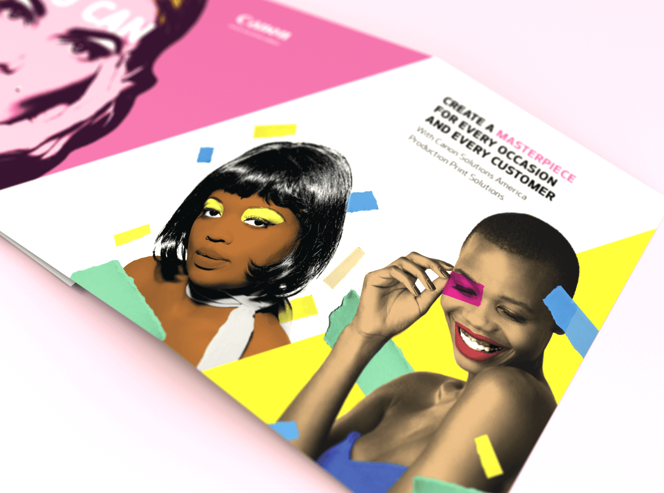 canon commercial mailer cards with a african woman on it